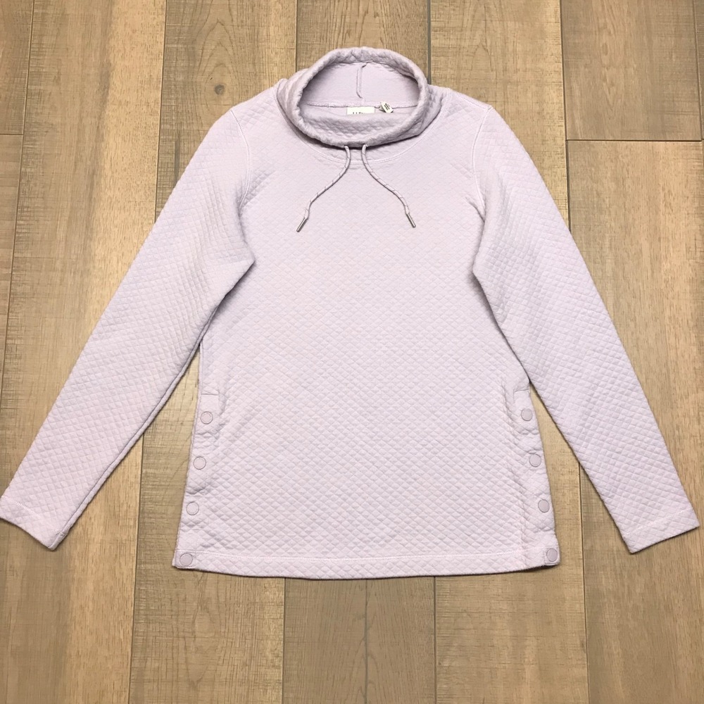 L.L. Bean Sweatshirt Womens XS Purple SoftLight Quilted Top Funnelneck Pullover